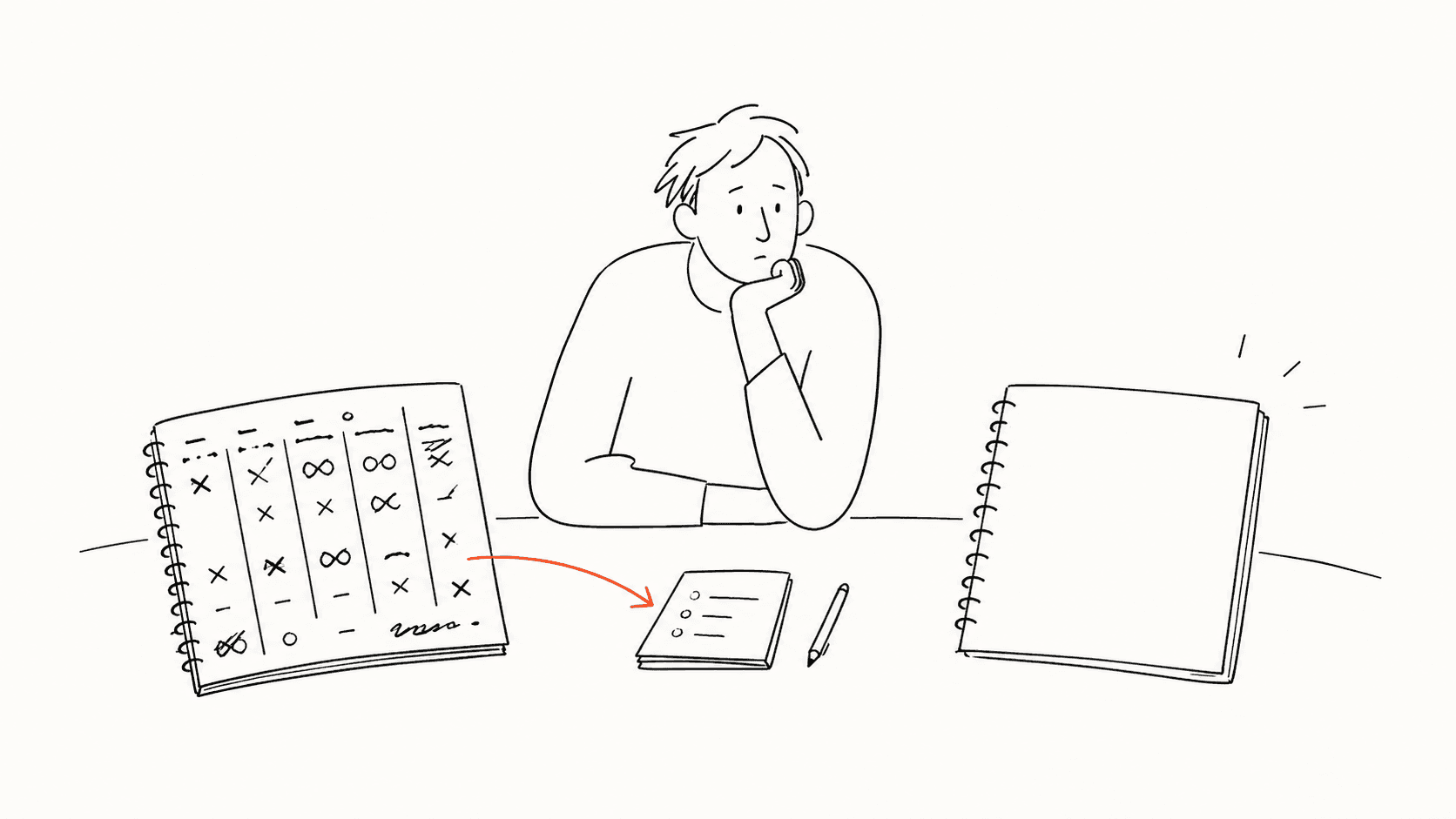 Line illustration showing a messy week turning into one small adjustment instead of a reset.